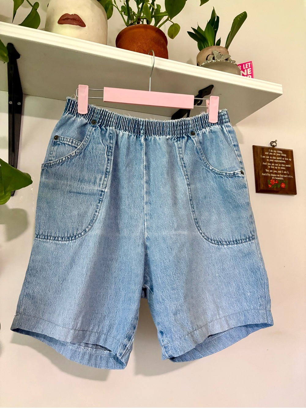 Cabin Creek Light Blue Elastic Waist Denim Shorts